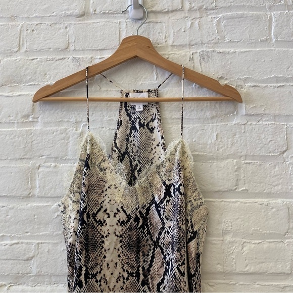 Cami NYC || Racer Tank Silk Lace Camisole Cleo Snake Print Black Cream Small - Picture 3 of 9